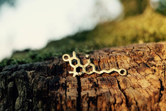 THC Necklace small, Molecular Structure, Brass/ 925 silver