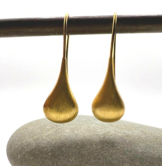 18K Gold Plated 925 Silver Teardrop Earrings | Matte Finish