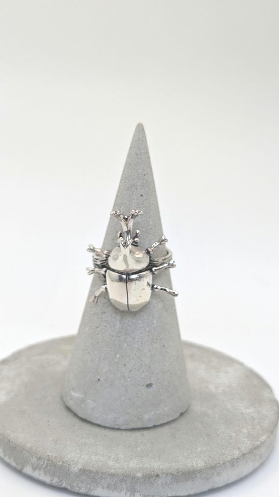 925 Silver Hercules Beetle Ring, Large Insect Unisex Ring