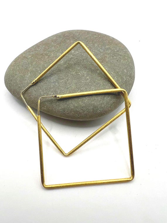 Matte Square Hoop Earrings 18k Gold Plated 925 Silver – Geometric Minimal Hoops