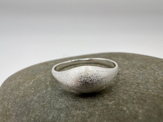 Matte 925 Silver Dome Ring • Minimalist Unisex Statement Band • Handmade Sterling Silver Ring