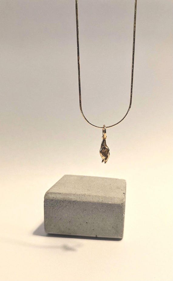 Tiny Vulva Charm Necklace GOLD plated  925 Silver , Tiny Yoni Pendant