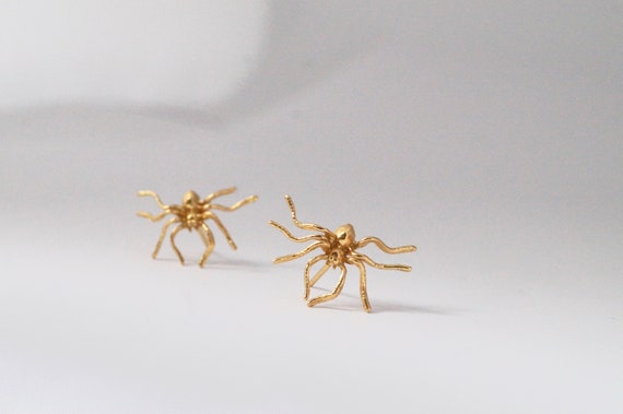 Spider Stud Earrings 18K Gold Plated 925 Silver/925 Silver, Golden Spider Earrings