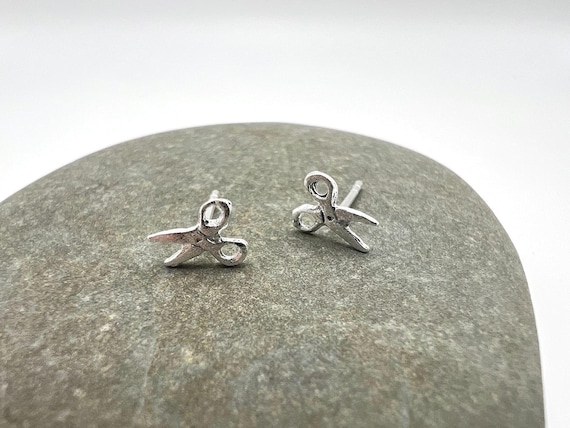 925 Silver Scissor Stud Earrings - Tiny Hairdresser Earrings - Matte Finish Scissors - Miniature Tool Jewelry - Gift for Stylist