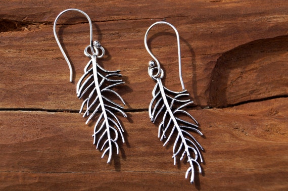 Boho Earrings "Little Feather" Silver, Hipster Feather Earrings