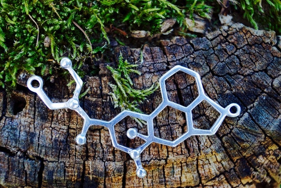 LSD Molecule Brass,  Molecular Structure, LSD Necklace Brass/Silver Plated