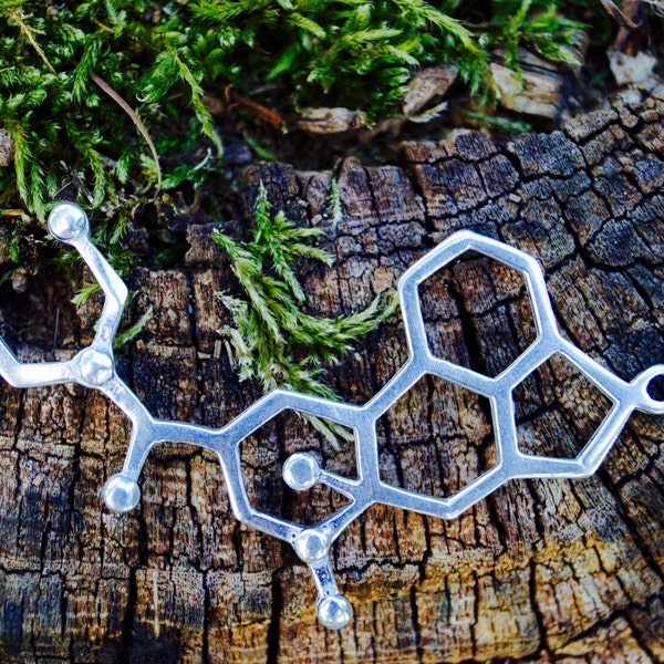 LSD Molecule Brass,  Molecular Structure, LSD Necklace Brass/Silver Plated