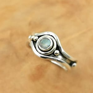 Asymmetrical 925 Silver Brutalist Ring  with Natural Stone, Amethyst, Black Onyx, Rainbow Moonstone, Labradorite Brutalist Ring