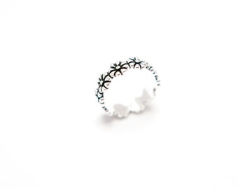 Blumen Muster 925 Silber Ring