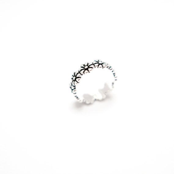 Flower Pattern 925 Silver Ring