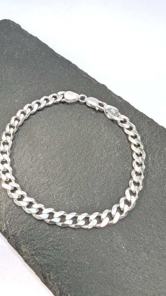 Thick 925 Silver Cuban Link Bracelet for Men 7 mm Thickness