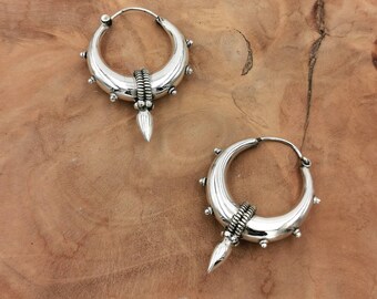 Créoles tribales en argent 925, créoles à pointes