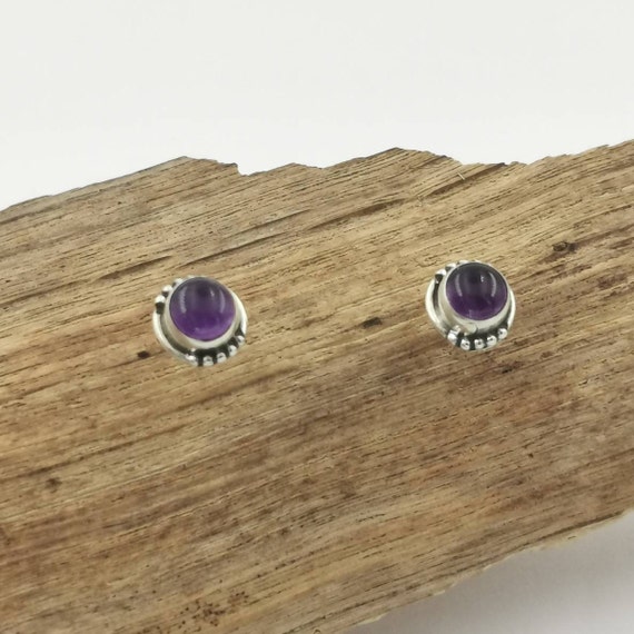 925 Silver Boho Studs "Oriental Eye" Garnet/Rainbow Moonstone/Amethyst/Green Onyx/Black Onyx