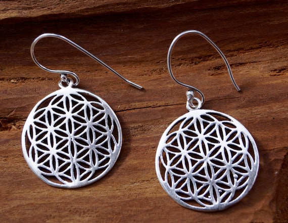 Flower of Life Earrings Silver Plated, Flower of Life