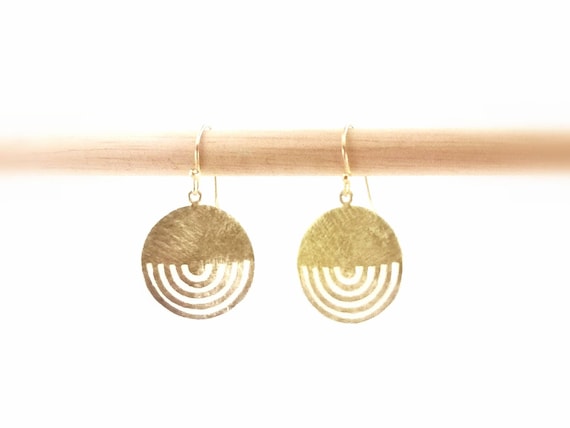 Gold Tribal Mandala Earrings 18k Gold Plated 925 Silver