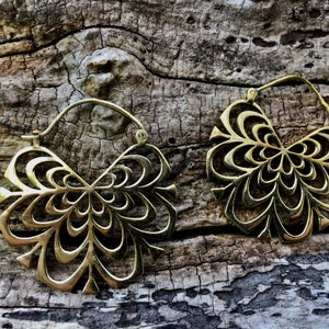 Boho Mandala Hoop Earrings Brass/ Silver Plated