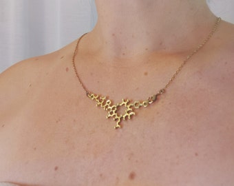 Oxytocin Molecule Necklace, Molecular Structure Necklace, Brass Oxytocin Pendant