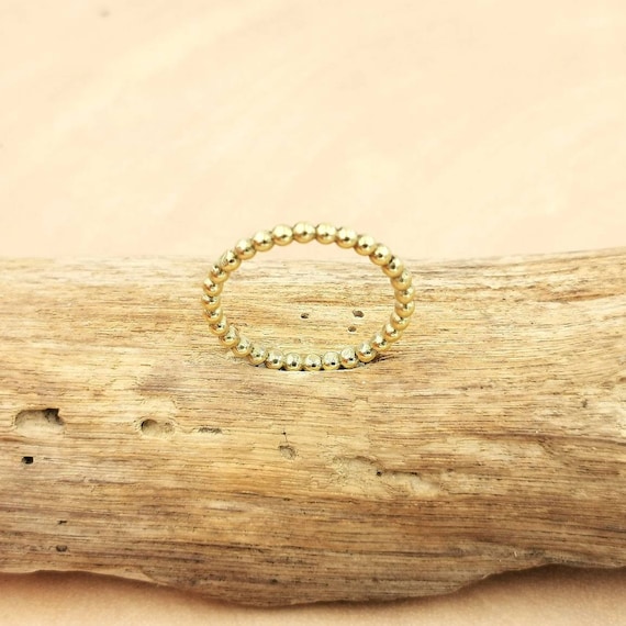 Stackable Brass Ball Ring, Minimalist Ball Ring, Golden Ball Ring