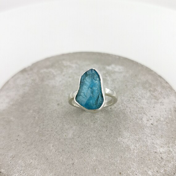 Raw Apatite Ring 925 Silver