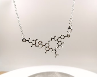Oxytocin Molecule Necklace, Molecular Structure Necklace, 925 Silver Oxytocin Pendant