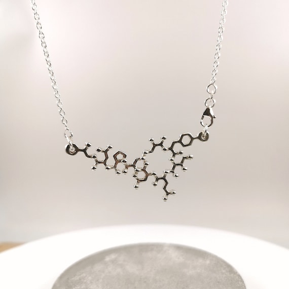 Oxytocin Molecule Necklace, Molecular Structure Necklace, 925 Silver Oxytocin Pendant