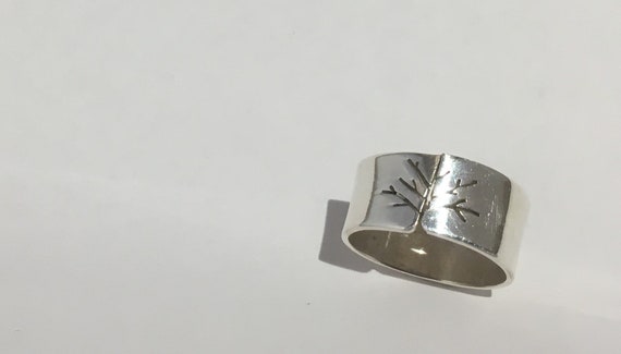 Handmade Tree Pattern Ring 925 Silver, Adjustable