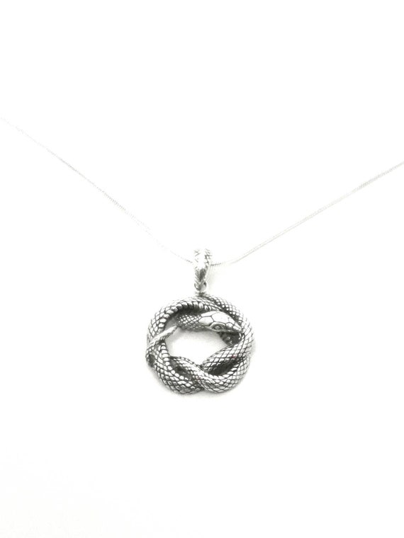 Ouroboros Pendant 925 Silver, Unisex Snake Necklace