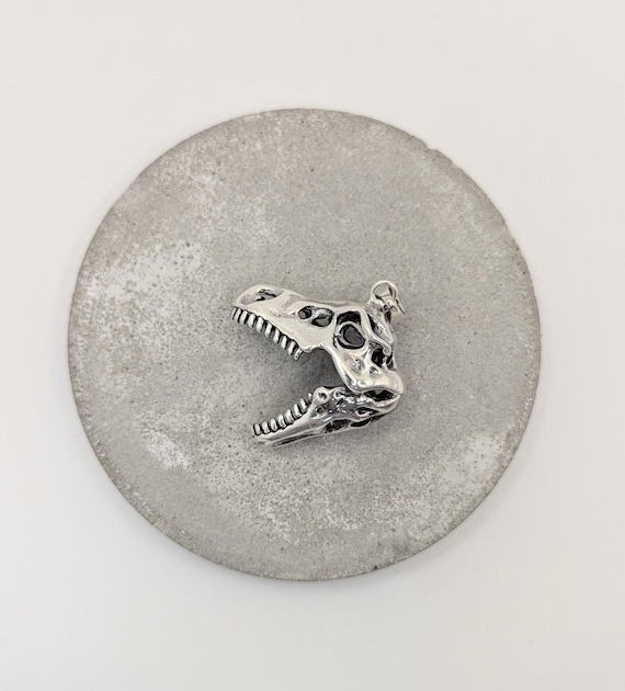 925 Silver T-Rex Skull Pendant, 3D Dinosaur Head Pendant