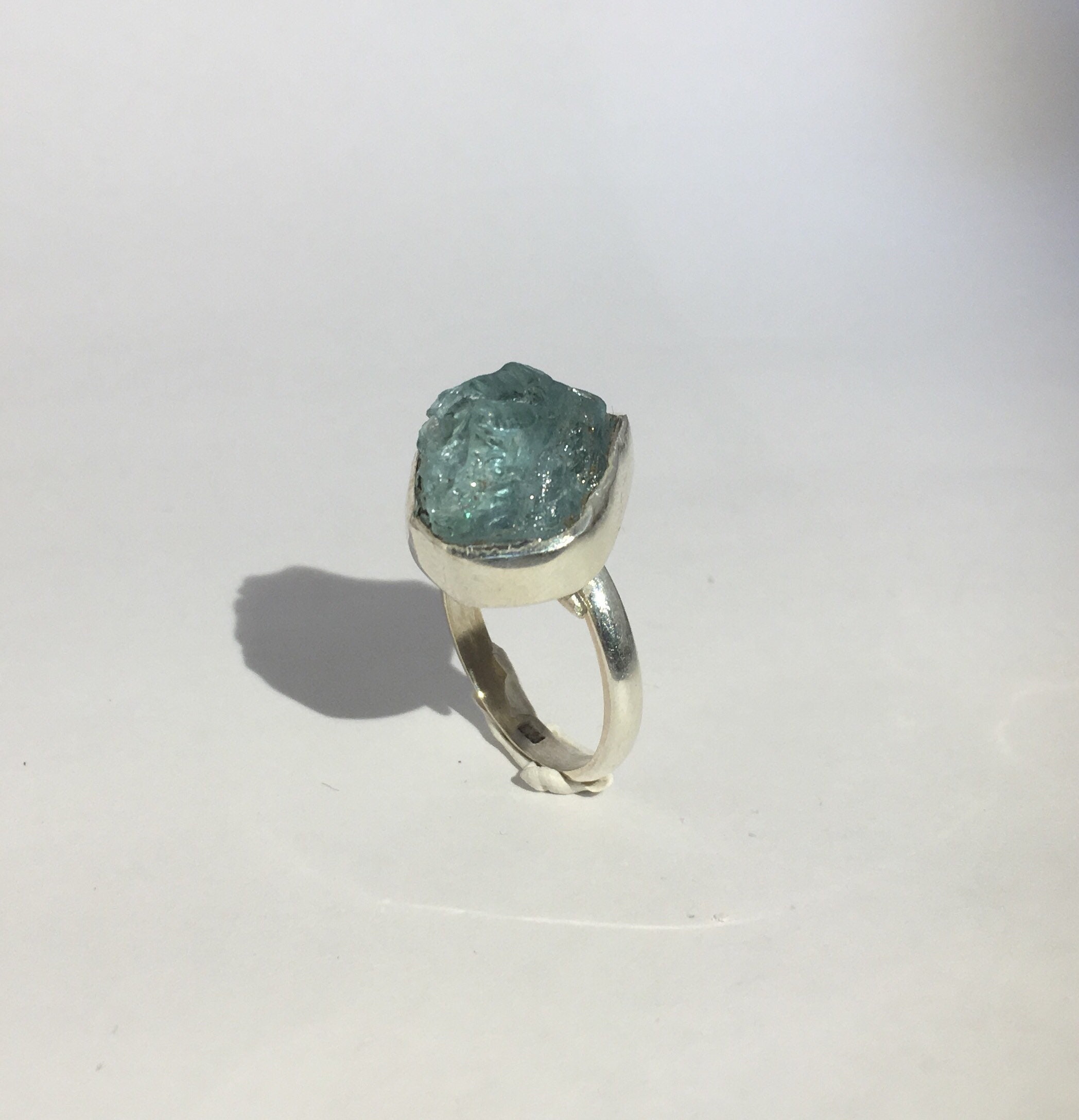 Raw Aquamarine silver ring