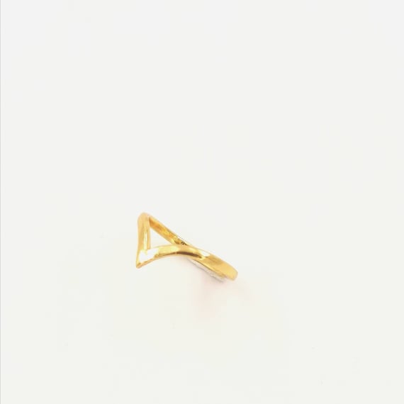 Simple Curved V 18K Gold Plated 925 Silver Ring, Minimalist Gold Ring, Stackable Simple Twist Ring