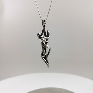 Lovers Pendant 925 Silver, Embracing Couple Necklace