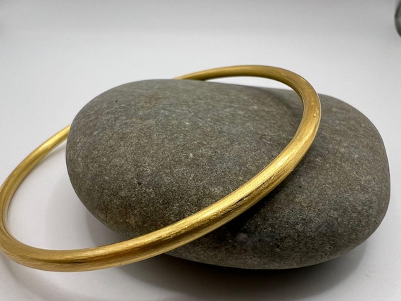 Matte Gold Bangle · 18K Gold Plated 925 Silver · Minimalist Round Bracelet