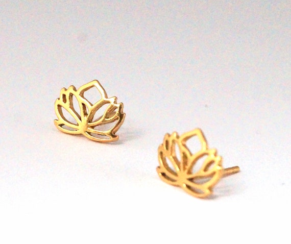 Lotus Flower Studs 925 Silver 18K Gold Plated, Flower Studs, Yoga Studs, Meditation Studs