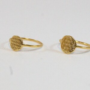 Flower of Life Ring 18K Gold Plated 925 Silver, Gold Flower of Life Ring