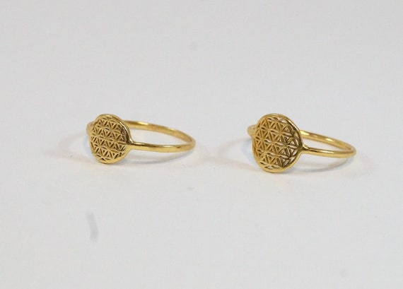 Flower of Life Ring 18K Gold Plated 925 Silver, Gold Flower of Life Ring
