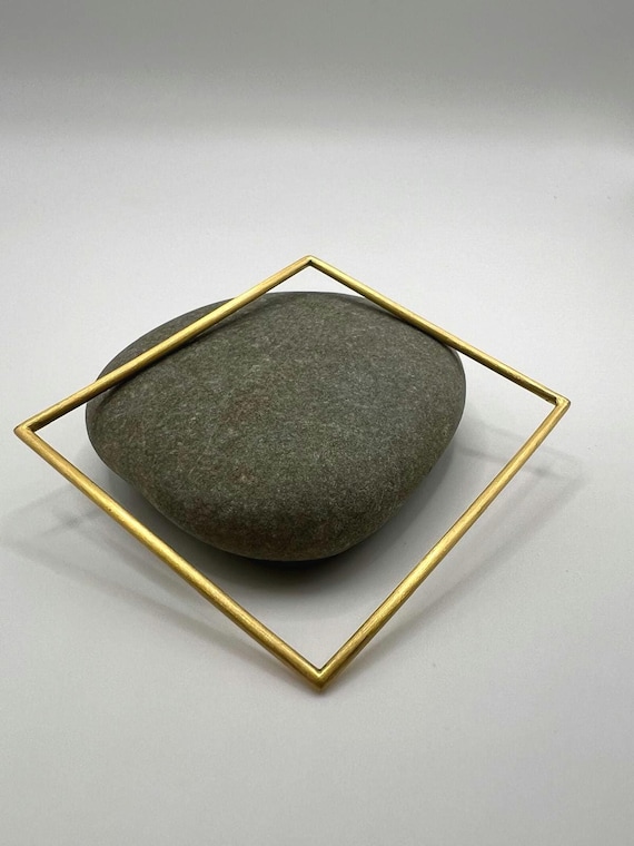 Gold Square Bracelet, 18K Gold Plated 925 Silver, Minimalist Geometric Bangle