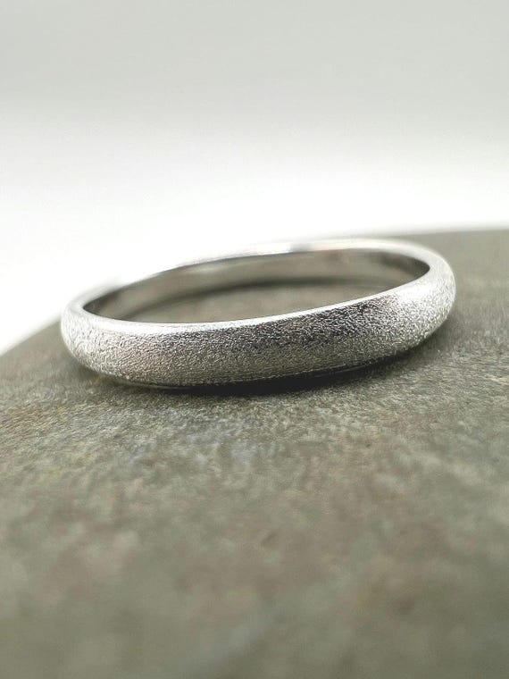 925 Silver Band Ring - Minimalist Matte Textured Ring - Unisex Wedding Band - 5mm Wide Sterling Silver - Modern Stacking Ring
