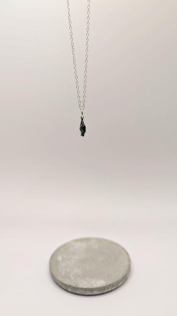 Tiny Vulva Charm Necklace 925 Silver , Tiny Yoni Pendant
