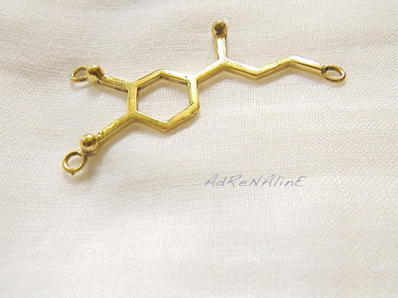 Adrenaline Molecule Brass/Silver Plated, Adrenaline Pendant