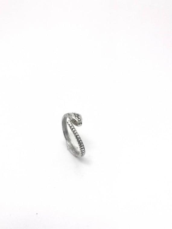 Fine Snake Ring 925 Silver Adjustable, Detailed Open Snake Ring