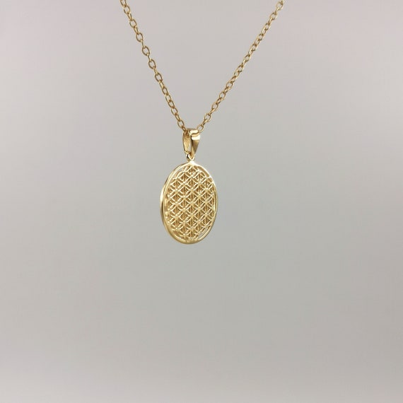 Flower of Life Pendant 925 Silver 18k Gold Plated, Golden Flower of Life Pendant
