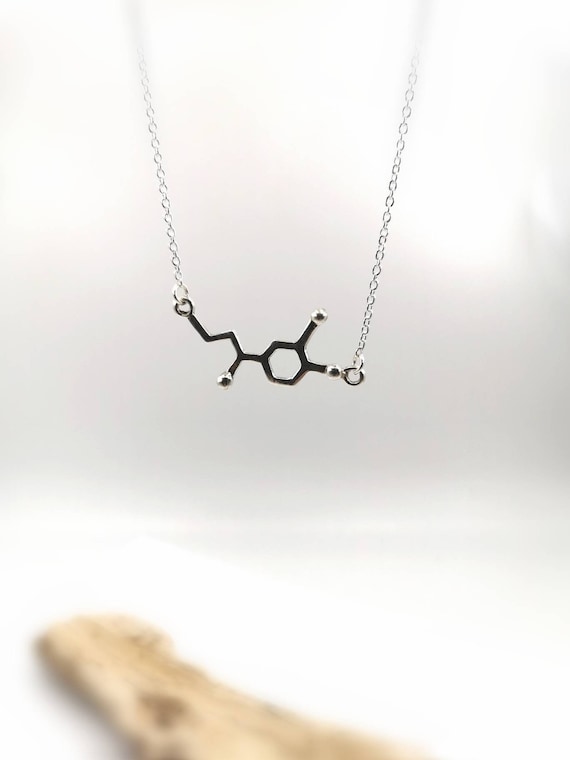 Adrenaline Necklace 925 Silver/Brass, Molecule Necklace, Molecular Structure