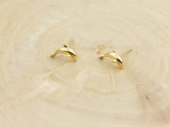 Tiny Dolphin Studs 18k Gold Plated 925 Silver