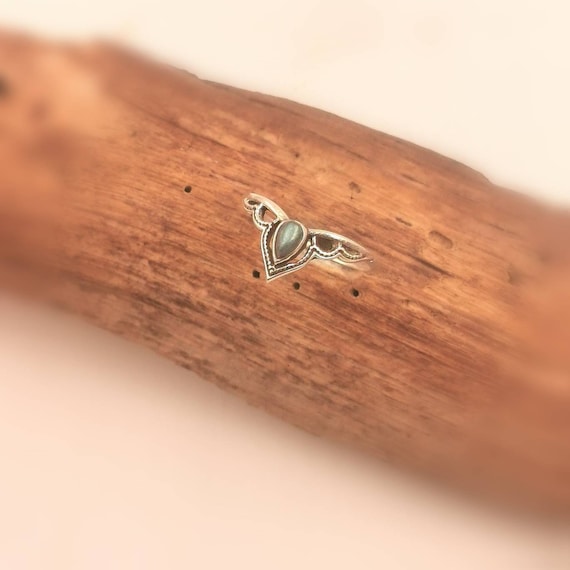 Handmade 925 Silver Princess Ring with Stone, Tiara Crown Ring with Rainbow Moonstone and Labradorite