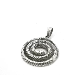 Curled Snake 925 Silver Pendant, Snake Silver Pendant with Chain