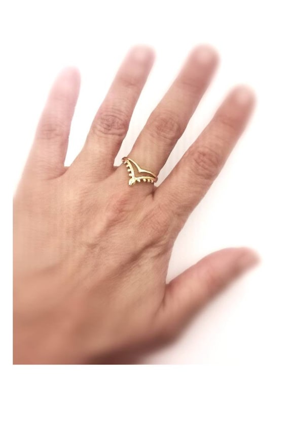 Oriental V 18K Gold Plated 925 Silver Boho Ring