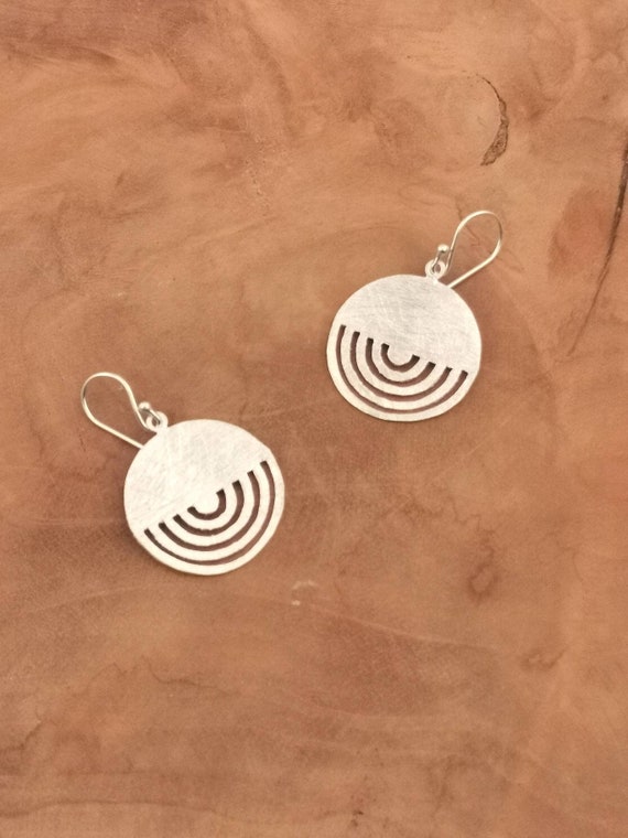 Boho Chic Sterling Silver Tribal Mandala Earrings with Matte Finish