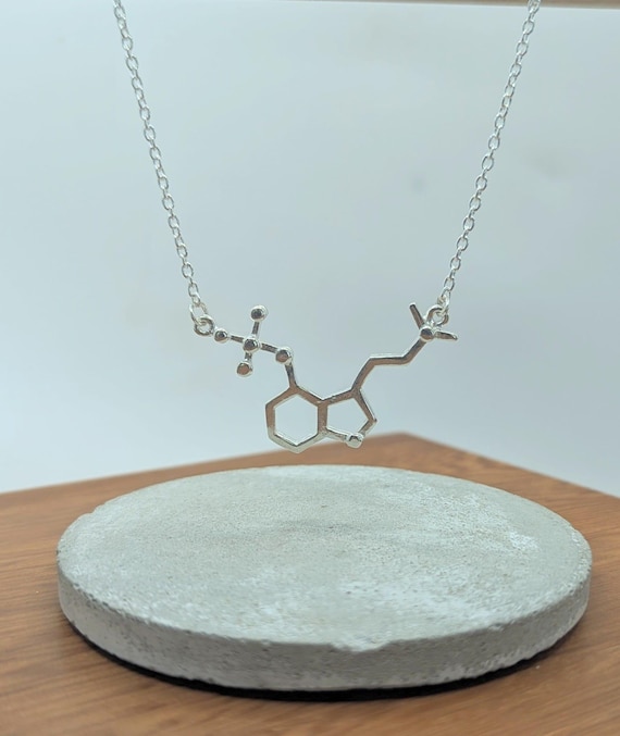 Psilocybin Necklace, Psilocybin Molecule, Mushroom Necklace 925 Silver/Nickel-Free Brass