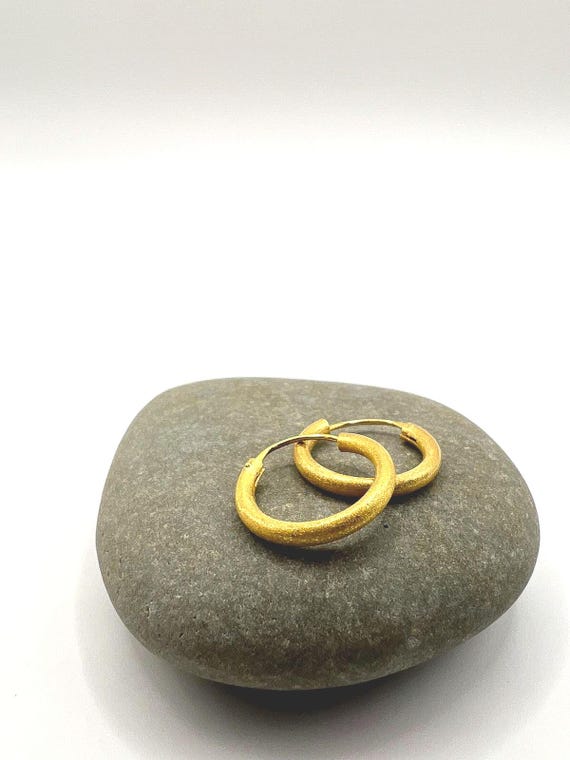 18K Gold Plated 925 Silver Hoop Earrings | Matte Finish | Minimalist Sterling Silver Hoops | Simple Classic Everyday Jewelry Gift