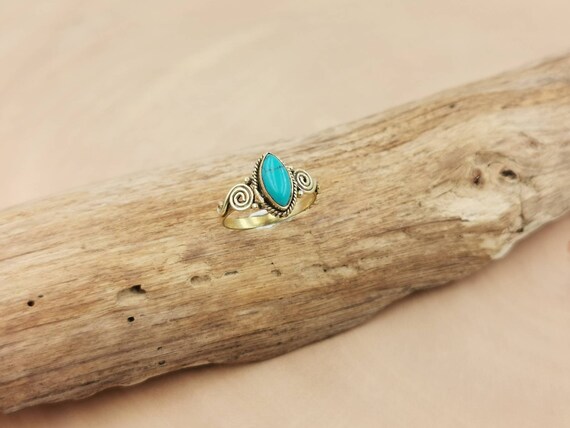 Classic Boho Ring with Stone, Golden Boho Ring with Tiger's Eye, Black Onyx, Green Onyx, Moonstone and Turquoise